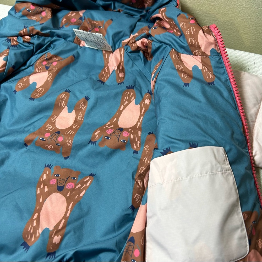 Patagonia Baby Reversible Down Sweater Hoody Pink/Multicolor Baby 3-6 Months - Picture 10 of 12